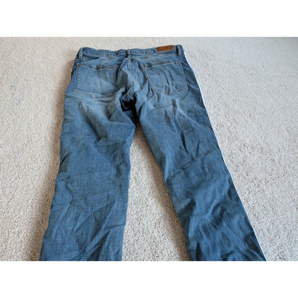 Karl Lagerfeld Blue Denim Side Stripe Straight Leg Pants Womens 12 Logo Tape - Picture 13 of 15